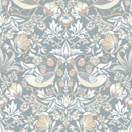 Galerie Fragaria Garden Blue/White/Blush Wallpaper