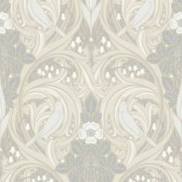 Galerie Bird Scroll Beige/Cream/Grey Wallpaper