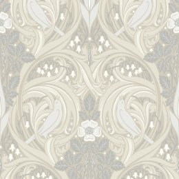 Galerie Bird Scroll Beige/Cream/Grey Wallpaper