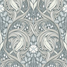 Galerie Bird Scroll Grey/Mauve/Cream Wallpaper