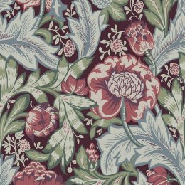 Galerie Acanthus Garden Deep Red/Olive/Blue Wallpaper