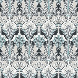 Galerie Dragonfly Damask Black/Blue/Grey Wallpaper