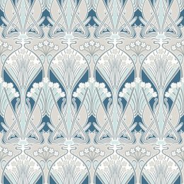 Galerie Dragonfly Damask Aegean Blue & Dewdrop Wallpaper