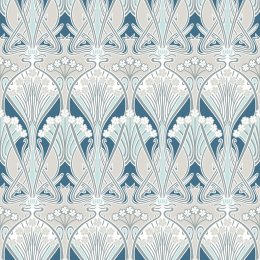 Galerie Dragonfly Damask Aegean Blue & Dewdrop Wallpaper