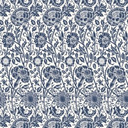 Galerie Tonal Floral Trail Blue/White Wallpaper