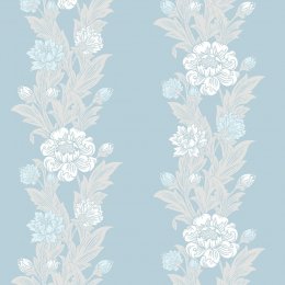 Galerie Blooming Stripe White/Blue/Beige Wallpaper