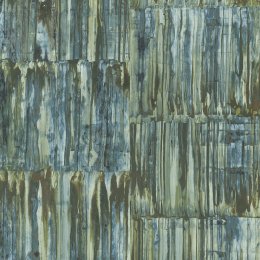 A Street Prints Patina Blue Metal Panel Wallpaper