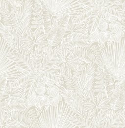 A Street Prints Vita Off White Wallpaper flat pattern with tropical leaves