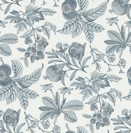 Cecilia Grey wallpaper pattern with botanical fruit and foliage