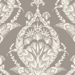 Arlie Grey wallpaper with cream folk damask on grey background