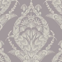 Arlie Heather wallpaper with cream folk damask on purple