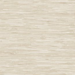 A Street Prints Exhale Cream & Stone Wallpaper with a textured, grasscloth-inspired design in soft neutral tones.