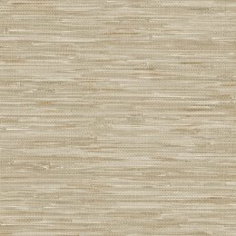 A Street Prints Exhale Warm Taupe Wallpaper with a textured, grasscloth-inspired design in soft taupe tones.