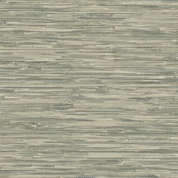 A Street Prints Exhale Green Wallpaper featuring a woven grasscloth-style texture in soft green tones.