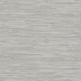 A Street Prints Exhale Grey Wallpaper with a woven grasscloth effect in soft grey tones.