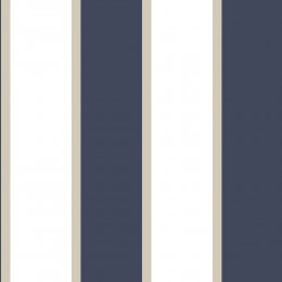 Galerie Formal Stripe Navy / Gold / White Wallpaper