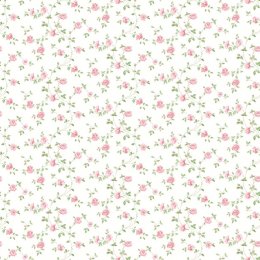 Galerie Miniatures 2 Rose Trail Pink Wallpaper with delicate pink roses and green leaves
