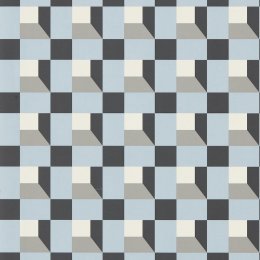 Harlequin Blocks Corn Flower / Black Earth / Sketched Wallpaper
