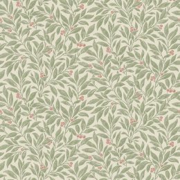 Crown Winter Berry Green Wallpaper with soft green background and red berries