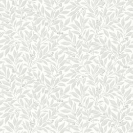 Crown Winter Berry Grey Wallpaper with subtle grey background and delicate leaves and berries