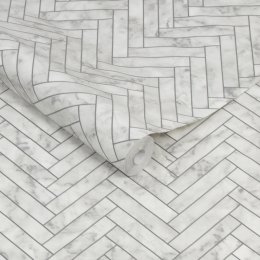 Contour Antibac Marble Chevron Tile White Wallpaper 112644