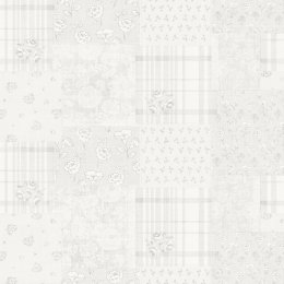 Galerie Patchwork Vintage Floral Motif Blue / Grey / Pink Wallpaper