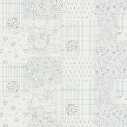 Galerie Patchwork Vintage Floral Motif Blue / Grey / White Wallpaper