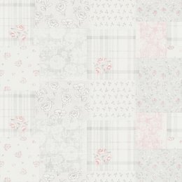 Galerie Patchwork Vintage Floral Motif Grey / Pink / White Wallpaper