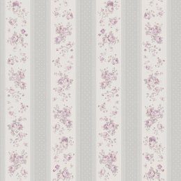 Galerie Vintage Rose Stripe Motif Silver Grey Wallpaper