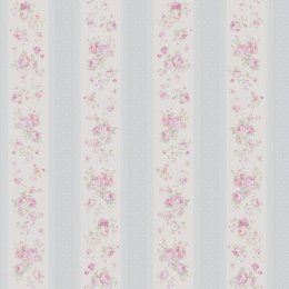 Galerie Vintage Rose Stripe Motif Blue / Pink / White Wallpaper