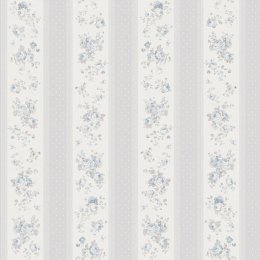 Galerie Vintage Rose Stripe Motif Blue / Grey / White Wallpaper
