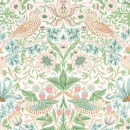 Morris & Co Simply Strawberry Thief Cochineal Pink Wallpaper