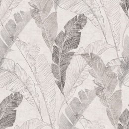 Grandeco Capri Tropical Leaf Grey Wallpaper
