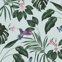 ohpopsi Hummingbird Duck Egg Wallpaper WLD53115W