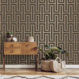 Decorline Henley Charcoal & Gold Wallpaper