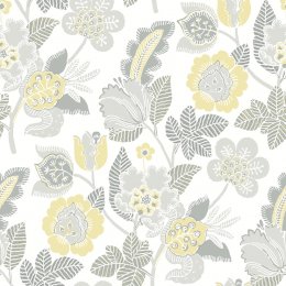 A Street Prints Jacobean Yellow & Grey Wallpaper