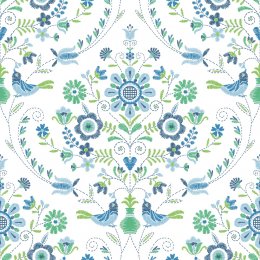 A Street Prints Britt Blue & Green Wallpaper