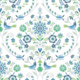 A Street Prints Britt Blue & Green Wallpaper