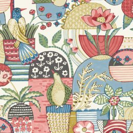 A Street Prints Fika Blue & Red Wallpaper