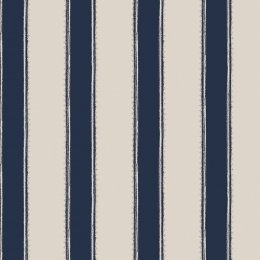 Bold navy and cream vertical striped wallpaper