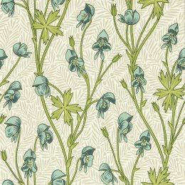 Morris & Co Monkshood Aqua/Peashoot Wallpaper