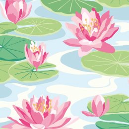 OHPOPSI Waterlily Sky & Rose Wallpaper IKA50101W