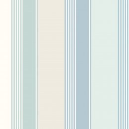 Multi Stripe Wild Water Wallpaper with soft blue and neutral stripes.