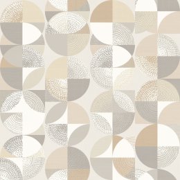 Orb Fossil Wallpaper with geometric circles in neutral tones.