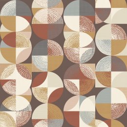Orb Fox Wallpaper with geometric circles in earthy tones.