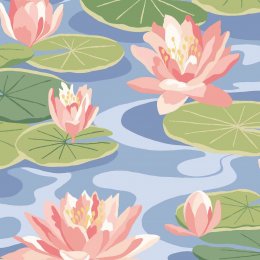 OHPOPSI Waterlily Cornflower Wallpaper IKA50103W