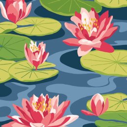 OHPOPSI Waterlily Midnight Rouge Wallpaper IKA50104W