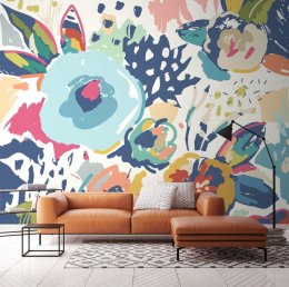 Origin Murals Abrstact Floral Navy Blue Mural Room