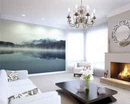 Origin Murals Misty Mountain Lake Ink Mural Room
