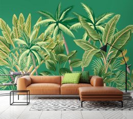 Origin Murals Tropical Palm Trees Green Mural Room